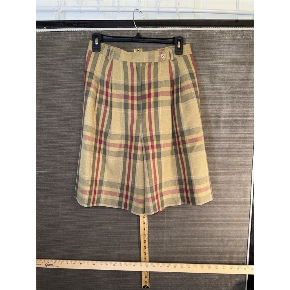 High Rise High Waist Shorts Vintage Plaid 15" Sz  10 Pleated & Lined 9" Inseam